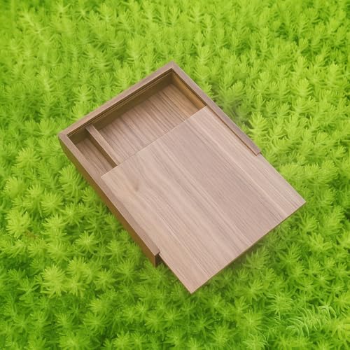 Walnut Wood Storage Box with Compartments | Handmade Gift Keepsake Organizer for Photos, USB Drives, Rings, Small Items | 6.7x6.7x1.4 inches (17x17x3.5cm) - color: Walnut Box-DHH-17*17CM