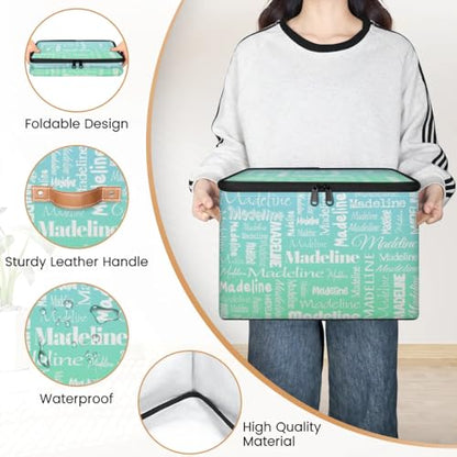 Custom Storage Bin, Personalized Keepsake Box, Bright Blue Green | Foldable Fabric Gradient Large Memory Bin with Handle Lid Lightweight Waterproof Dustproof, 14"L x 10.2"W x 10.4"H - color: Option 3