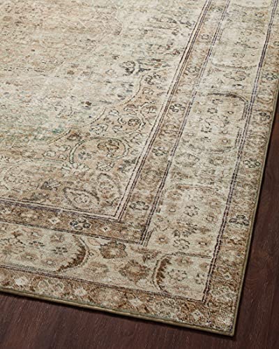 Loloi Margot Antique/Sage 2'-0" x 5'-0" Accent Rug | MAT-01 CloudPile™ Printed Approx. 2x5 Ivory / White Entryway Kitchen, Timeless, Classic, Plush, Luxurious, Accent Rug - color: Antique / Sage, size: 2' x 5' (Rectangular)