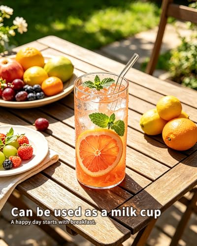 LUXU Drinking Glasses,2pc Thin Highball Glass 15 oz,2 pc Tall Glass19 oz | Lead-Free Glassware,Clear Everyday Drinkware,Water Glasses,Mojito Glass Cups,Bar Glassware,and Mixed Drink Cocktail Glass Set - style: 15 OZ + 19 OZ