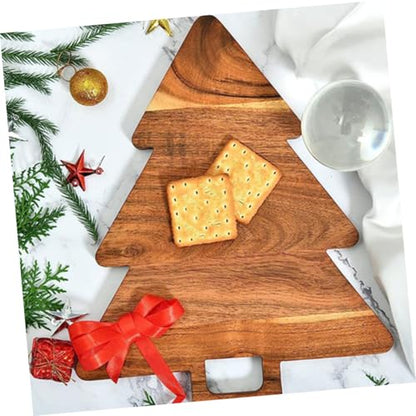 Christmas Tree Shaped Wooden Cutting Board Multifunctional Charcuterie Platter for Cheese Bread Cake and Appetizers Holiday Kitchen Decor