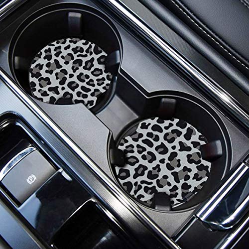 WOCOCN Cute Cup Holder Coasters for Your Car with Fingertip Grip | Auto Accessories for Women & Men,Pack of 2, Snow Leopard - color: Snow Leopard