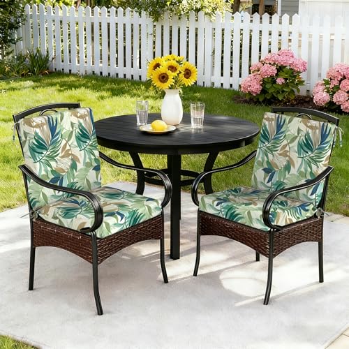 DYTXIII Outdoor Midback Chair Cushions Set of 2-20"x17" Water Repellent & Fade-Resistant Patio Seat Cushions with High-Resiliency Foam, Non-Slip Ties for Dining, Balcony Furniture-Lush Leaf Green - color: Lush Leaf Green