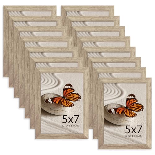 Memory Island 5x7 Photo Frames for Wall and Tabletop Display, 5 by 7 Walnut Wood Grain Picture Frames with HD Plexiglass, Set of 15 - color: Walnut Wood Grain, size: 5x7"