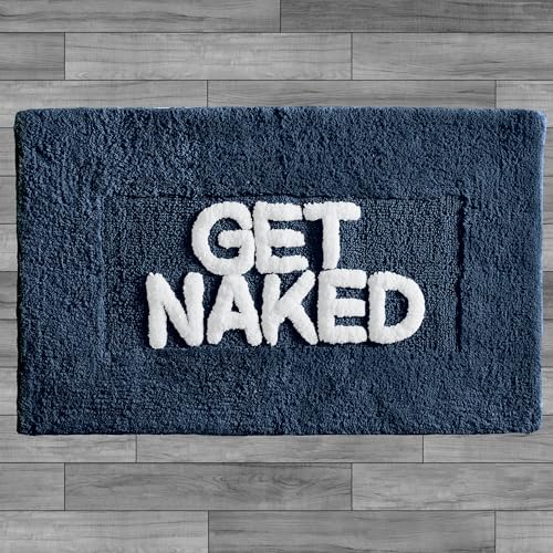 Cotton Bath Rug - Soft Cotton Bath Mat - Bathroom Decor - Water Absorbent and Machine Washable - Measures 21"x34"- Get Naked Navy - color: Navy, size: 1'9" x 2'10" (Rectangular), style: Get Naked