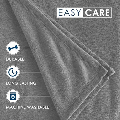 Full/Queen Size Fleece Blanket | Comfy Supersoft Fleece Blanket Full Size – All-Season Light Weight Throw Blanket | Luxuriously Soft | Throw Blanket for Couch and Sofa | Machine Wash | Gray - color: Grey, size: Full Queen