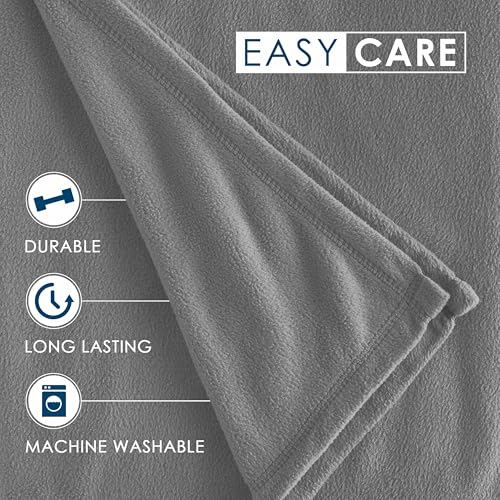 King Size Fleece Blanket | Comfy Supersoft Fleece Blanket – All-Season Light Weight Throw Blanket | Luxuriously Soft | Throw Blanket for Couch and Sofa | Machine Wash | Gray - color: Grey, size: King