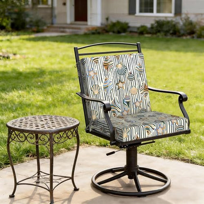 DYTXIII Outdoor Midback Chair Cushions Set of 2-20"x17" Water Repellent & Fade-Resistant Patio Seat Cushions with High-Resiliency Foam, Non-Slip Ties for Dining, Balcony Furniture-Crayon Shells - color: Crayon Shells