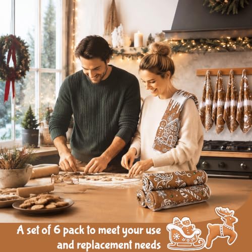 Redbaker 6 Pcs Gingerbread House Kitchen Towels Christmas Dish Towels | Absorbent Kitchen Hand Tea Dishcloth with Hanging Loop Winter Snowflakes Decorations for Xmas Bathroom Home Housewarming Gift - style: Gingerbread House