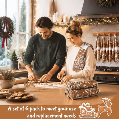 Redbaker 6 Pcs Gingerbread House Kitchen Towels Christmas Dish Towels | Absorbent Kitchen Hand Tea Dishcloth with Hanging Loop Winter Snowflakes Decorations for Xmas Bathroom Home Housewarming Gift - style: Gingerbread House