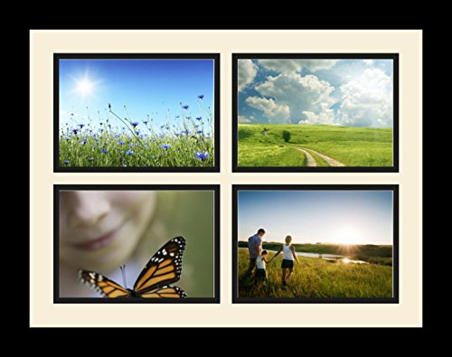 ArtToFrames Collage Photo Frame Single Mat with 4-5x7 Openings and Satin Black Frame. - color: 4 - 5x7 - (2379)