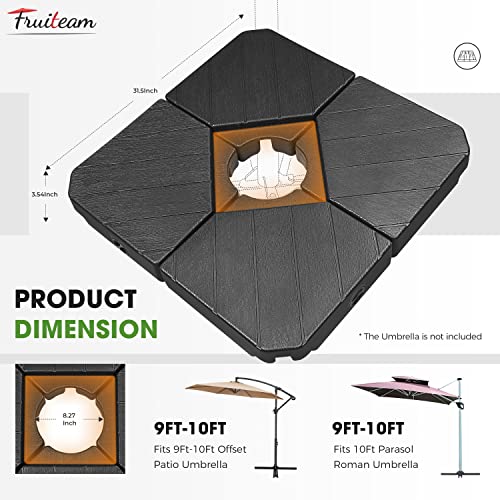 FRUITEAM Patio Offset Umbrella Base Stand, 180 LBS Sand Filled Outdoor Base Heavy-Duty for Cantilever Umbrellas, Large Easy-Fill Spouts for Water & Sand Filling - color: Black