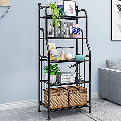 5 Tier Metal Plant Stand Iron Holder Storage Shelf, Planter Display Rack | (Black) Indoor and Outdoor Flower Pots Multiple Shoe Organizer for Garden Balcony Living Room Kitchen Bathroom