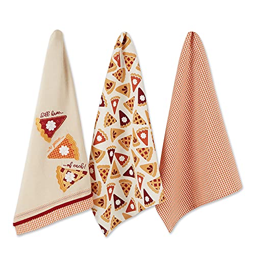 DII Pumpkin Spice Fall Kitchen Towels Collection Durable Cotton Cloth, Decorative and Absorbent, Dish Towel Set, 18x28, Pie Slice, 3 Piece - color: Pie Slice, size: Dish Towel Set, 18x28", 3 Piece