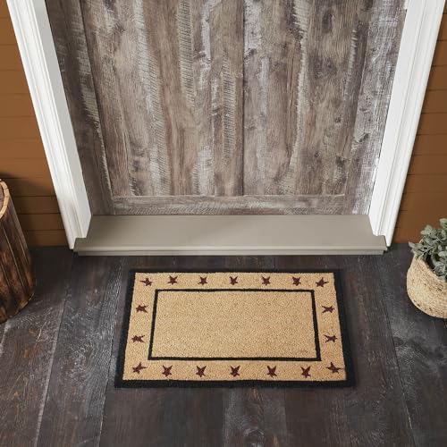 VHC Brands Coir Welcome Door Mat, Entry Rug, with PVC Backing, for Indoor Outdoor Use, Connell Collection, Rectangle 20x30 Doormat, Primitive Stars, Natural - color: Stars, size: 1'8" x 2'6" (Rectangular)