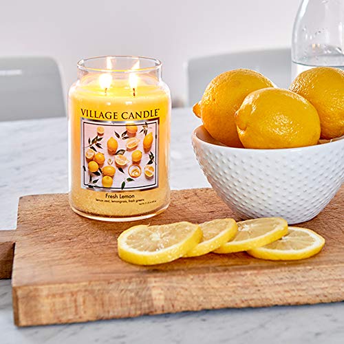 Village Candle Fresh Lemon Large Apothecary Jar, Scented Candle, Yellow, 21.25 oz. (Pack of 6) - size: Large Jar 21.25 oz (Pack of 6)