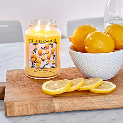 Village Candle Fresh Lemon Large Apothecary Jar, Scented Candle, Yellow, 21.25 oz. (Pack of 6) - size: Large Jar 21.25 oz (Pack of 6)