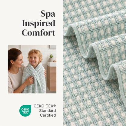 Modern Threads 6 Piece Cotton Bath Towel Set – Ultra Soft 600 GSM Towels – Bathroom Set with Hand Towels and Washcloths – Waffle (Sage Mist) - color: Sage Mist, size: Standard, style: Waffle