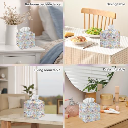 Floral Tissue Box Cover, Tissue Box Holder for Home, Playoom 5x5IN - color: Wildflowers 386