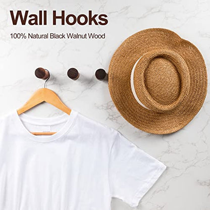 Roowest 12 Pack Walnut Wood Wall Hooks Natural Wooden Coat Hooks Wall Mounted Handmade Rustic Decorative Modern Hanging Backpack Hanger for Towel Mug Clothes Holder Heavy Duty Entryway Peg
