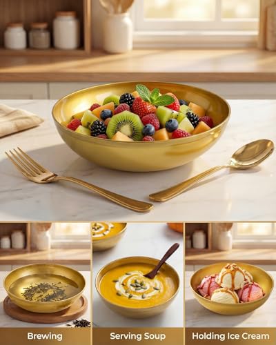 bUCLA 50Pack 10oz Gold Plastic Bowls - Disposable Plastic Salsa Bowls Premium Heavy Duty - Ideal for Wedding &Party - color: Gold, size: 10oz