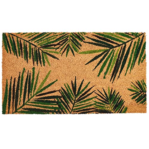 Juvale Door Mat - 30 x 17 in, Brown, Tropical Style - Outdoor Coir Doormat for Front Door - Dirt-Scraping Welcome Mat