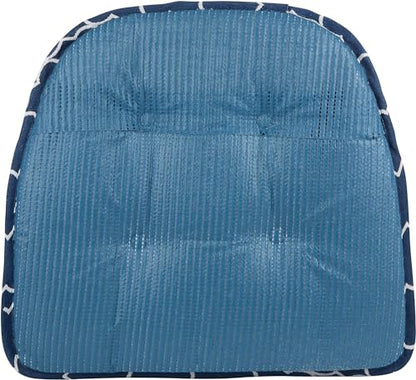 Non-Slip Chair Cushions, Assembled in USA, U-Shaped Skid-Proof Seat Pads for Dining Room, Kitchen, Office, 15"x16" - color: Geo Blue, size: 2 Pack