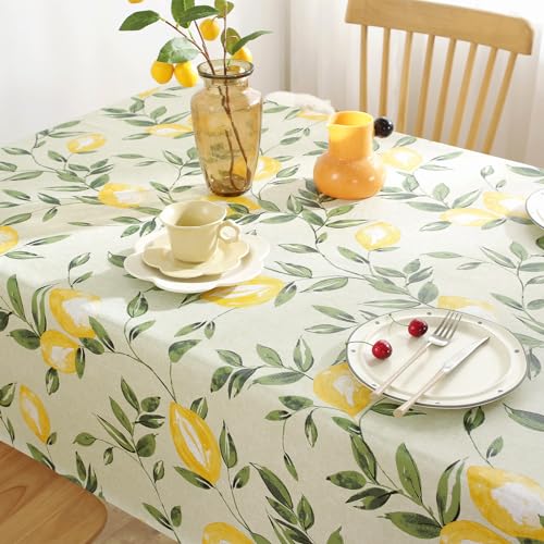 Jeloris Rectangle PVC Waterproof Lemon Tablecloth, Spring Summer Tablecloth Stain-Resistant Wipeable Wrinkle-Free Table Cover for Indoor/Outdoor, Picnic, BBQ, Dining, Party (55x70 inch) - size: 140" x 180" (Rectangular)