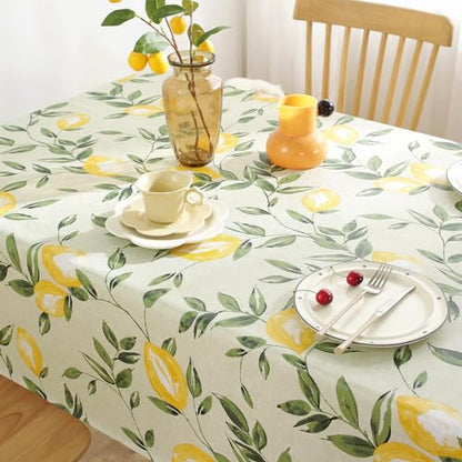 Jeloris Rectangle PVC Waterproof Lemon Tablecloth, Spring Summer Tablecloth Stain-Resistant Wipeable Wrinkle-Free Table Cover for Indoor/Outdoor, Picnic, BBQ, Dining, Party (55x70 inch) - size: 140" x 180" (Rectangular)