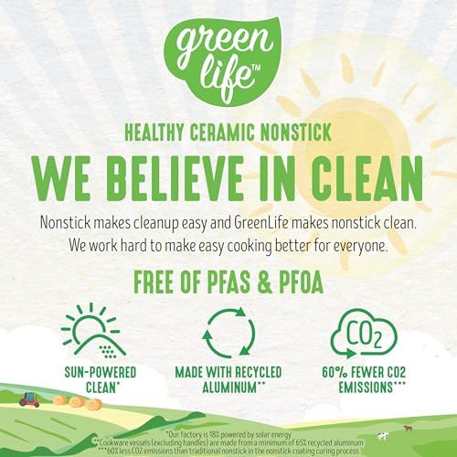 GreenLife 16 Piece Ceramic Nonstick Pots & Pans Cookware Set, Black | PFAS-Free Nonstick Coating, Stockpot, Frying Pans, Saucepans, Sauté Pan, Stay-Cool Handles, Dishwasher & Oven Safe up to 350F - color: Black, style: Soft Grip