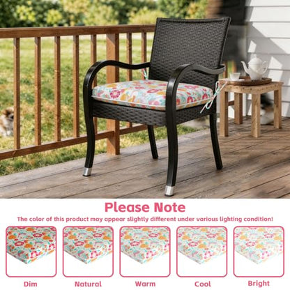 COZYVIDA Outdoor Chair Cushions Set of 4, 20"x20" Square Seat Pads with Tie Straps and YKK Zippers, 35D High-Density Foam, Water-Resistant Fabric,UV-Resistant 1000+ Hrs - color: Print 027