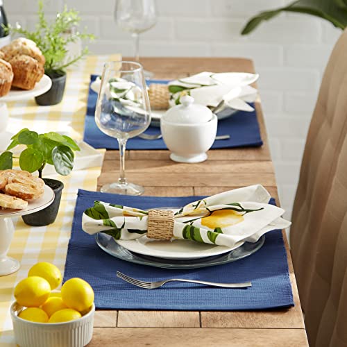 DII Basic Everyday Ribbed Tabletop 100% Cotton, Placemat Set, 13x19, Nautical Blue, 6 Piece - color: Nautical Blue, size: 13x19"