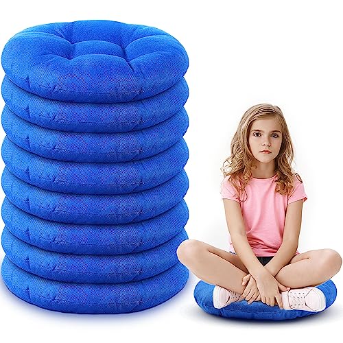 Fumete 8 Pcs 16 Inch Floor Cushions Pillow for Kids Bulk Classroom Round Flexible Seating Floor Cushions for Students Home Daycare School Reading Corner Yoga Meditation Picnic (Royal Blue) - color: Royal Blue