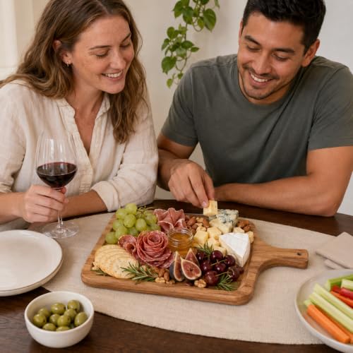 Thick Wooden Charcuterie & Cutting Board, House Warming Gifts New Home | Built-in juice groove | Smooth polished finish | Countertop friendly | Versatile prep & serving