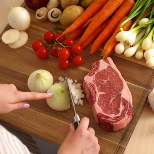 Nuogo 6 Pcs Large Acacia Wood Cutting Boards, Reversible Wooden Chopping Board with Juice Groove, Charcuterie Butcher Block for Kitchen Meat, Veggies & Fruit(20 x 15 Inch) - size: 20 x 15 Inch