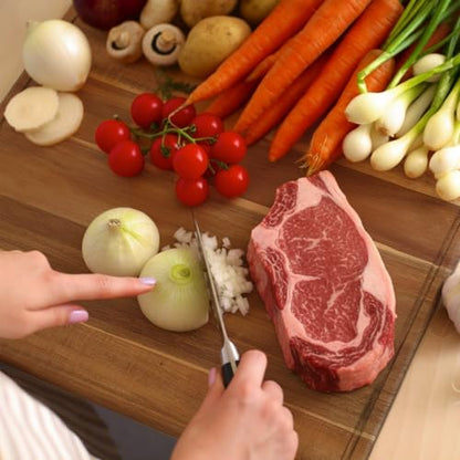 Nuogo 6 Pcs Large Acacia Wood Cutting Boards, Reversible Wooden Chopping Board with Juice Groove, Charcuterie Butcher Block for Kitchen Meat, Veggies & Fruit(20 x 15 Inch) - size: 20 x 15 Inch