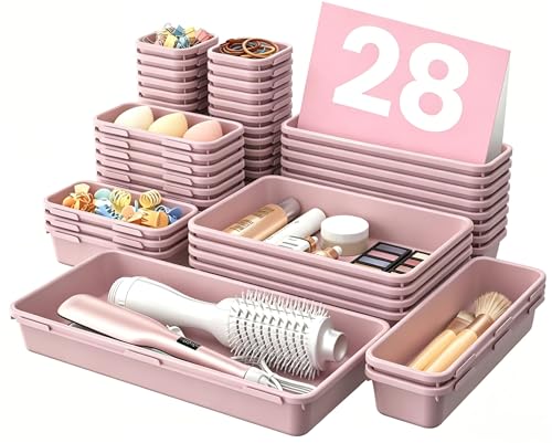 【Military Grade】A-LuGei Drawer Organizer,【𝟱𝗦𝗶𝘇𝗲】Makeup organizer,【Holds 177 Items】Bathroom Organizers and Storage,Organization and Storage,Desk Drawer Organizer for Vanity【Lilac】 - color: Lilac