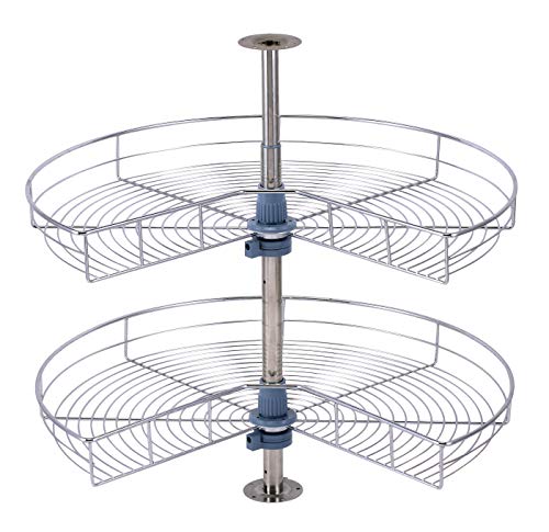 Dowell Base Cabinet Kidney Shape Dia.28 270° Lazy Susan, 2 Shelves, Kitchen Base Corner Cabinet Organizer (Chrome 4001 270 28) - size: Base Cabinet Kidney Shape Dia.28" 270°