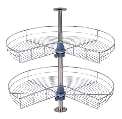 Dowell Base Cabinet Kidney Shape Dia.28 270° Lazy Susan, 2 Shelves, Kitchen Base Corner Cabinet Organizer (Chrome 4001 270 28) - size: Base Cabinet Kidney Shape Dia.28" 270°