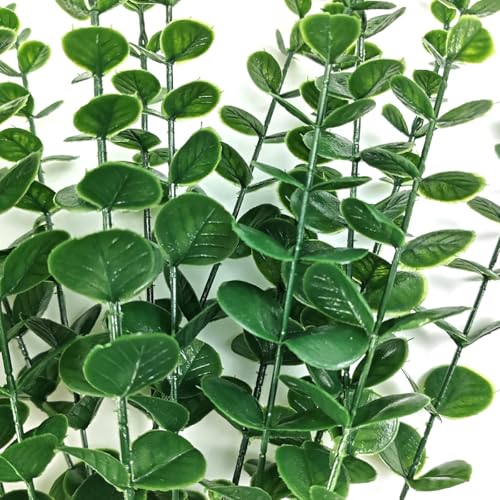 TIHOOD 15PCS Artificial Eucalyptus Stem Faux Eucalyptus Decor Artificial Green Branches Leaves - for Wedding Floral Arrangements Home Decor