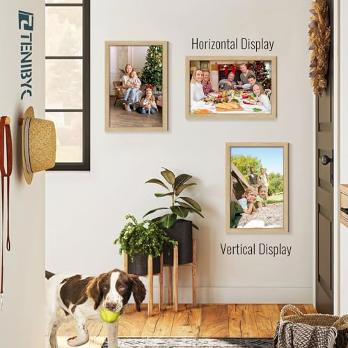 12x18 Frame Set of 3, Natural Oak Wood Picture Frame 12x18 for Photos, Posters and Art Prints, HD Tempered Glass, Wall Hanging - color: Oak, size: 12 X 18, style: 3 Pack