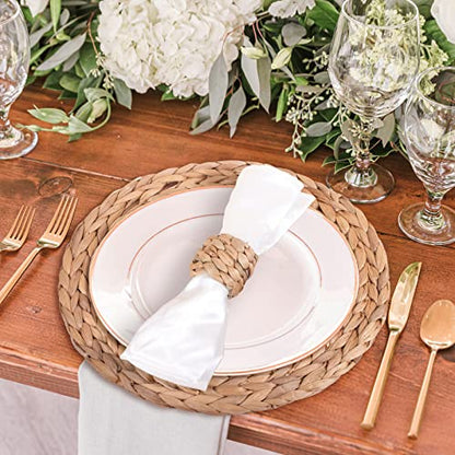 APTWOW Rustic Napkin Rings Set of 12, Hand-Woven Farmhouse Fall Napkin Rings, Holiday Party, Christmas, New Year Eve, Thanksgiving Dinnerware, Easter Napkins Rings - size: 12