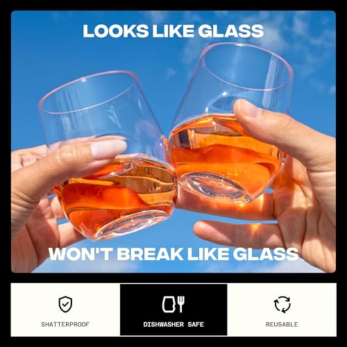GOVINO Unbreakable Plastic Wine Glasses - Stemless Shatterproof Tritan Glassware, Fancy Cups That Look Like Glass, 12oz, Set of 2 - size: 2 COUNT