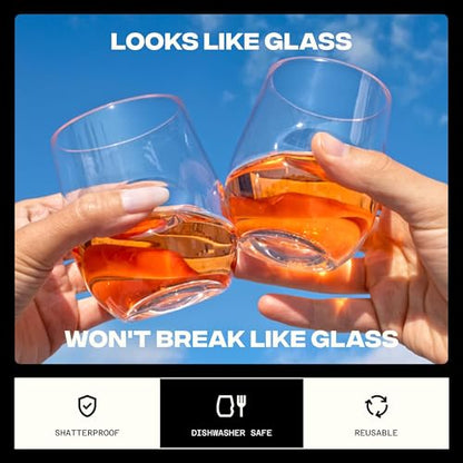 GOVINO Unbreakable Plastic Wine Glasses - Stemless Shatterproof Tritan Glassware, Fancy Cups That Look Like Glass, 12oz, Set of 2 - size: 2 COUNT
