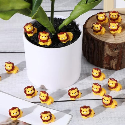Threehoney 50 Pcs Mini Resin Animal Miniature Figurines Bulk Adorable Garden Accessories for Christmas Gifts Micro Landscape Ornaments Home Decor Bookcase Living Room Scenes Kit (Lion Style) - style: Lion Style