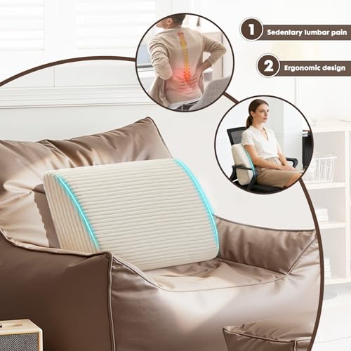 Large Lumbar Cushion Lumbar Support Pillow, Ergonomic Lumbar Pillow with Machine Washable, Help Relieve Pain of Back, Lumbar, Tailbone and Sciatic Nerve Support. (Beige) - color: Beige