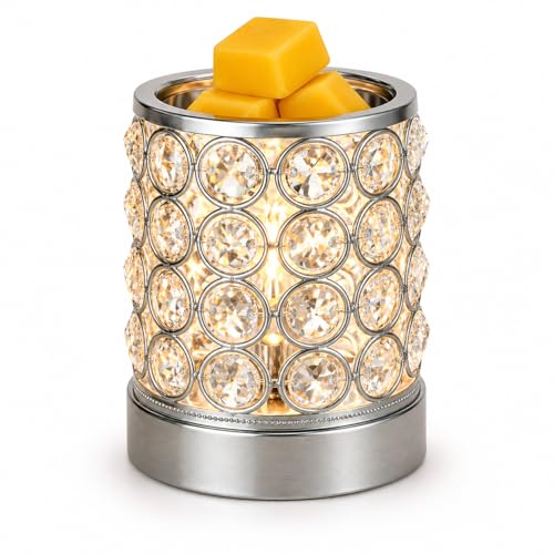 Leyoue Wax Warmer, Crystal Wax Melt Warmer with Bulb Heating | Electric Wax Heater, Candle Wax Burner for Home Decor, Melts Wax Cubes, Releases Fragrance, Ideal Gift - color: Silver-03
