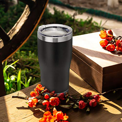 DOMICARE 20oz Tumbler with Lid Stainless Steel Tumblers Bulk, Double Wall Vacuum Insulated Coffee Travel Mug Powder Coated Tumbler, 8 Count (Pack of 1) Black - color: Black, size: 8 count