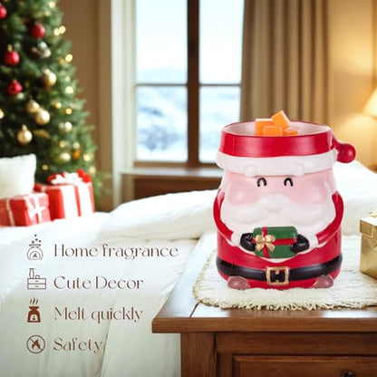 Christmas Wax Melt Warmer, Gifts for Women | Santa Claus Decor, with 2 Bulbs & Removable Dish for Scented Wax, Cute Christmas Decor for Home, Bedroom