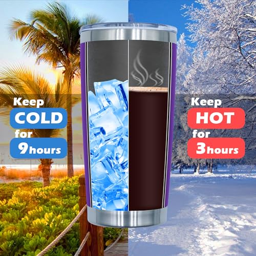20oz Tumbler with Lid Stainless Steel Tumblers Insulated Mug Purple 12P - color: Purple